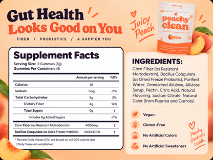 Peachy Clean™ Pre+Probiotic Fibre Gummies
